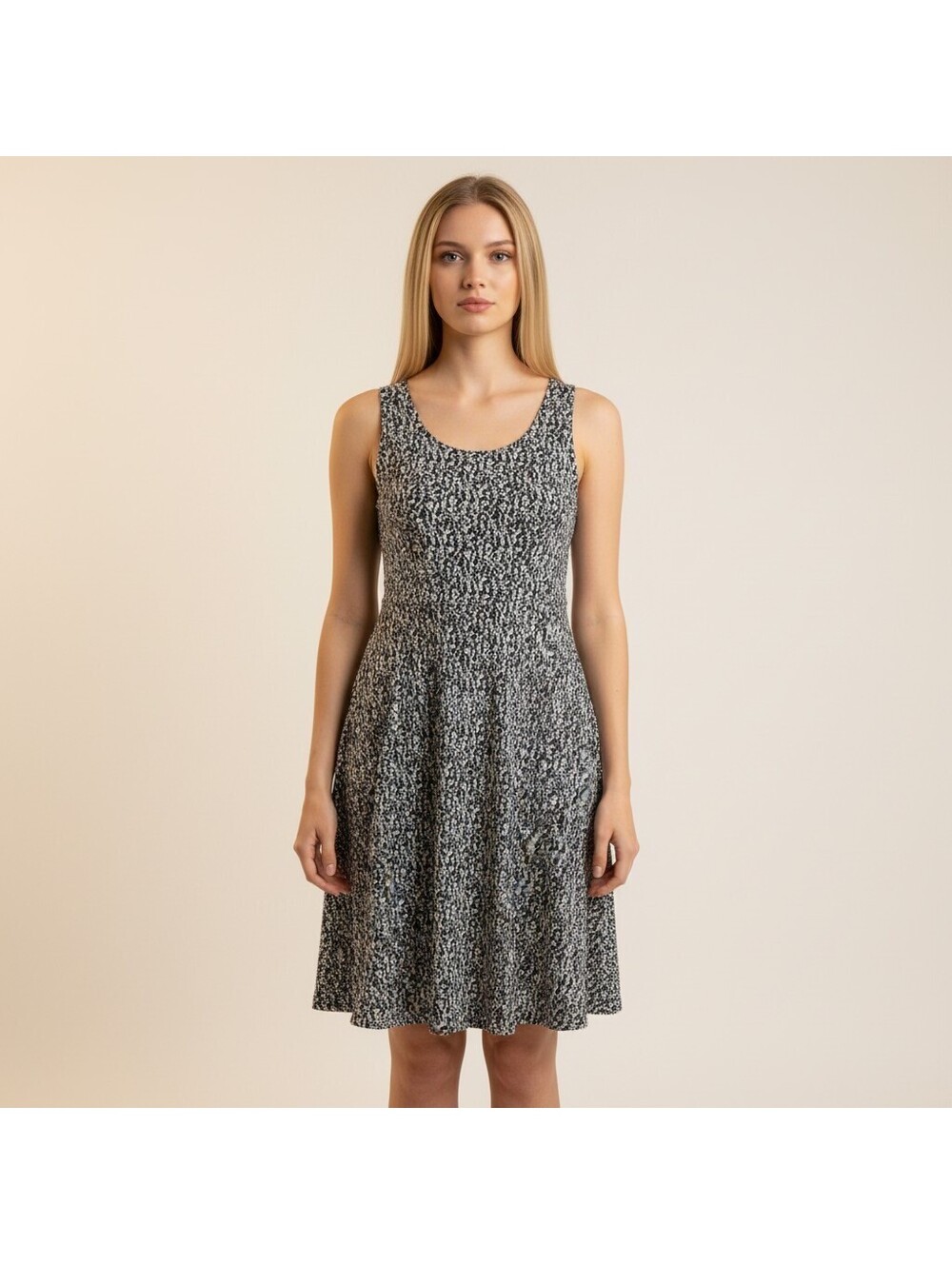 Dressbarn Dress Women 14 Black Floral Sheath Midi Sleeveless Lined Casual